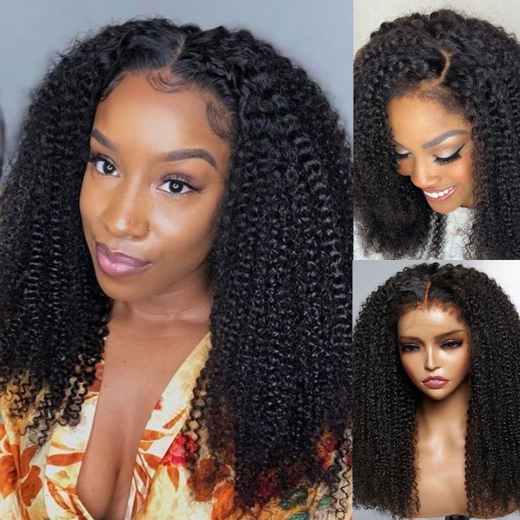 Kinky Curly Lace Frontal Human Hair Wigs 13x4 Transparent Lace Virgin Hair